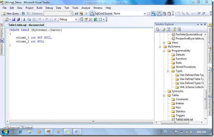 createtable schema appears